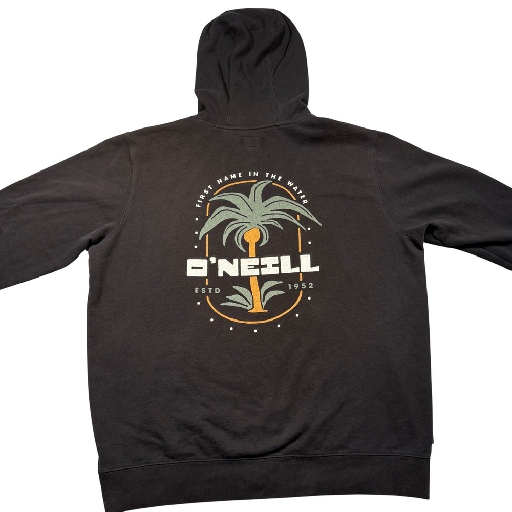 Vintage Y2K O'Neill Surf Hoodie Sweatshirt‎ Graphic Black Double Sided L 00s